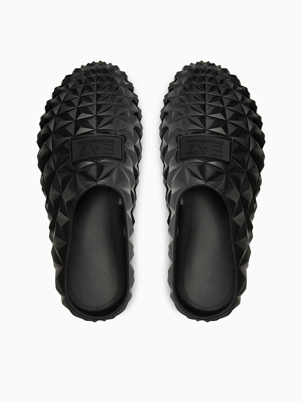 EA7 Black Three-Dimensional Geometric Motif Slippers