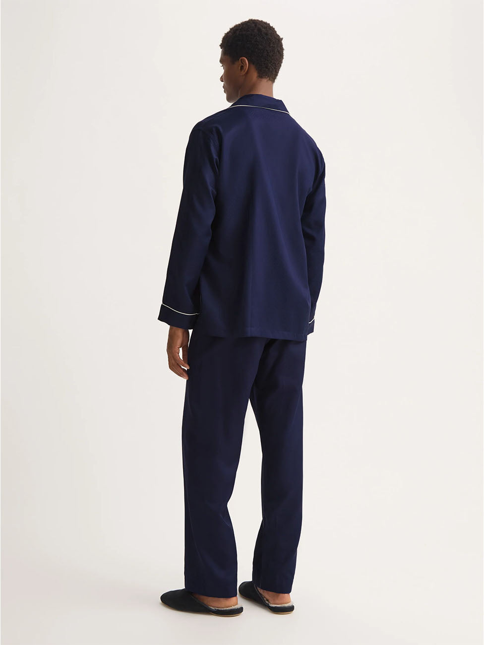 Derek Rose Navy Cotton Jacquard Classic Fit Pyjama