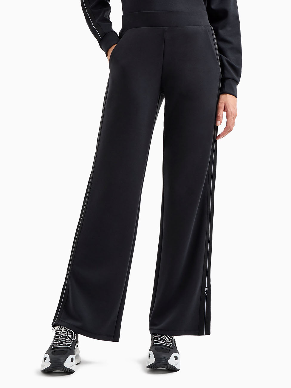 EA7 Logo Series Stretch Modal-Blend Wide Trousers