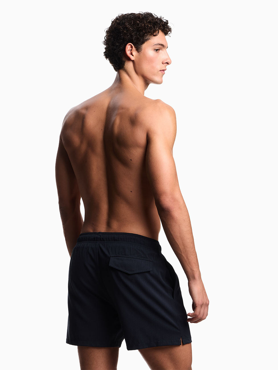 Emporio Armani Satin Label Patch Swim Shorts