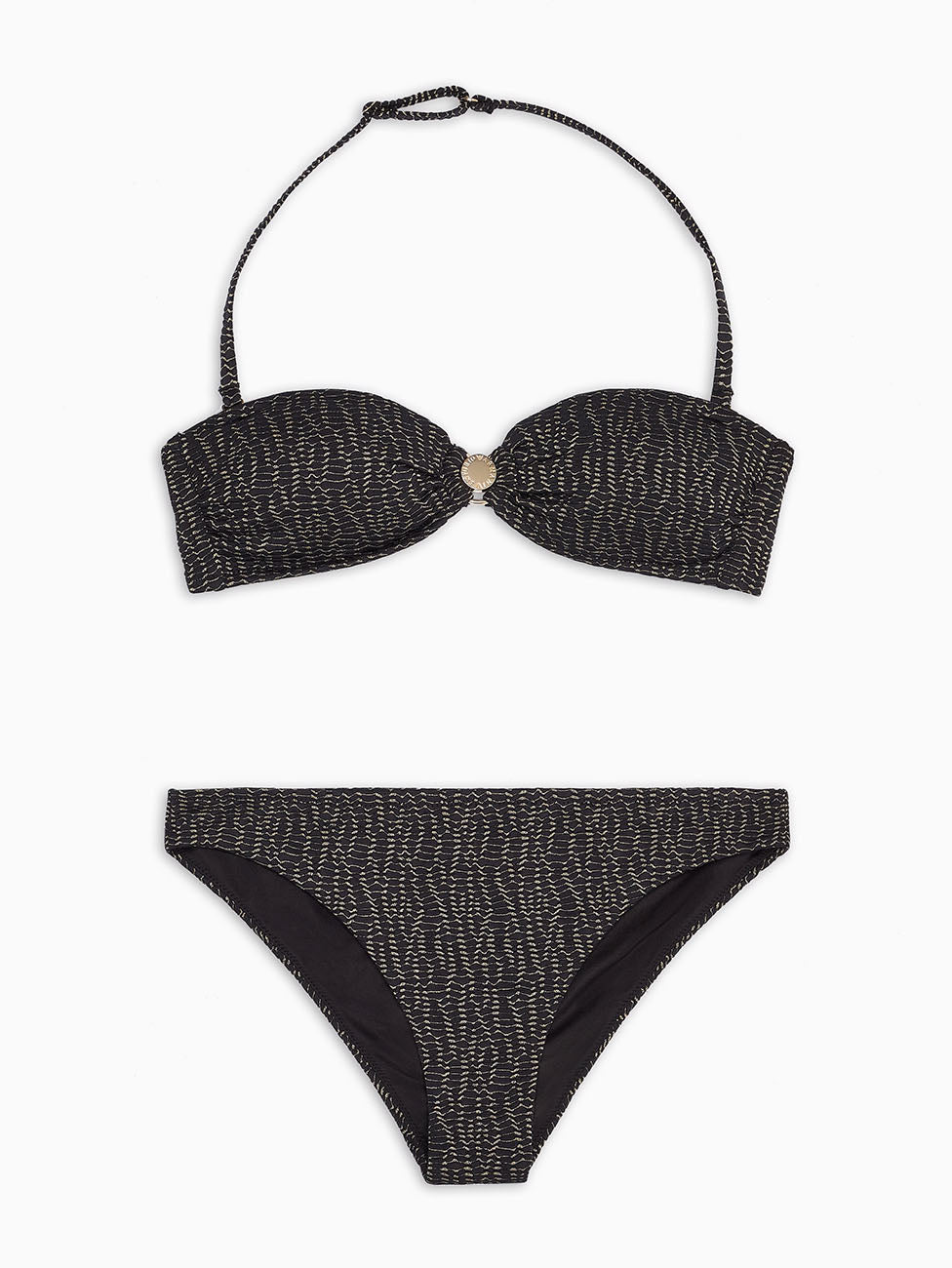 Emporio Armani Patterned Lurex Padded Bandeau Bikini