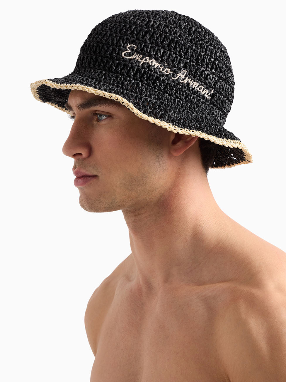 Emporio Armani Braided Paper Yarn Cloche Hat