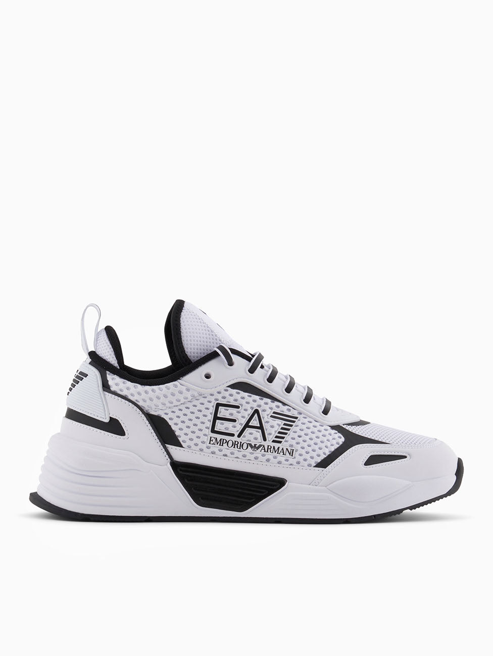 EA7 Opt.White & Black Ace Runner Mesh Sneakers