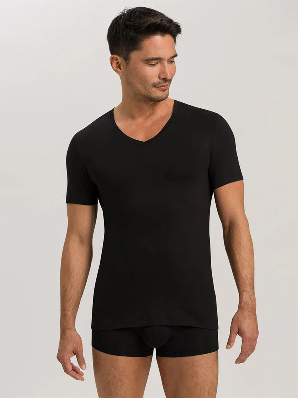 Hanro Cotton Superior Short Sleeve V-neck Shirt