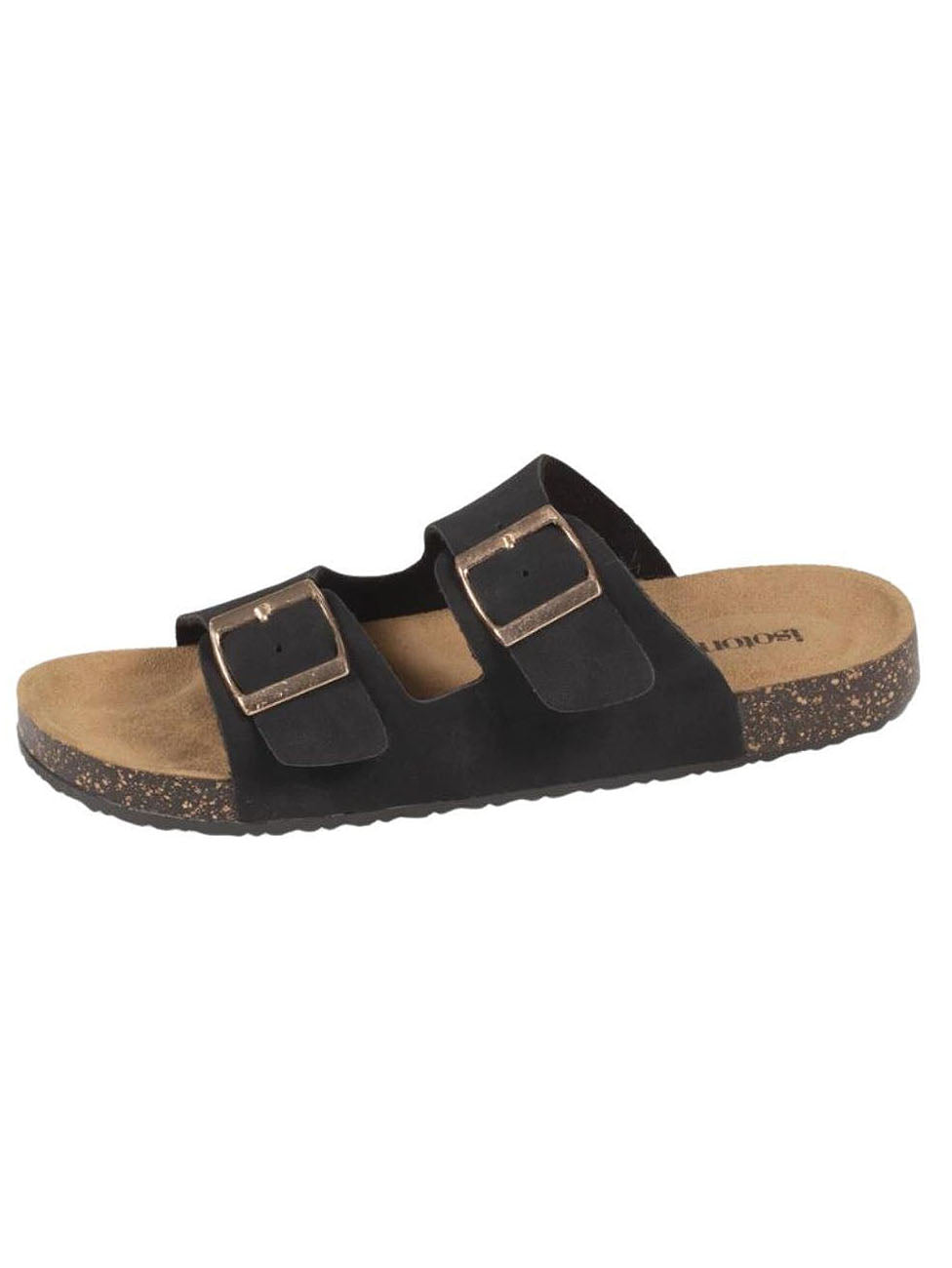 Isotoner Women's Double Strap Black Slippers
