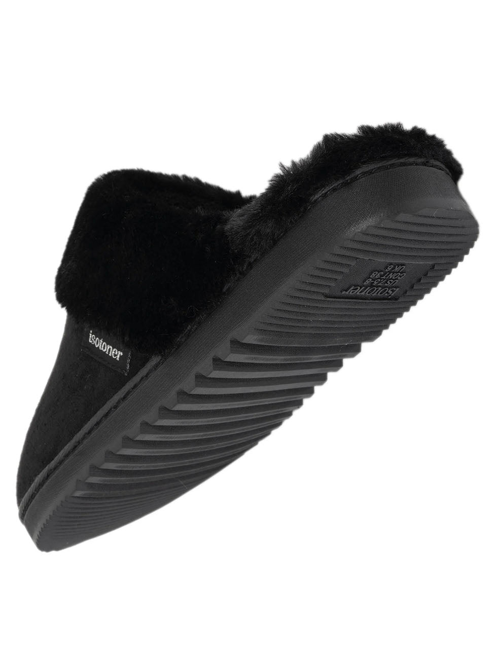 Isotoner Women's Black Fur Lined Slippers