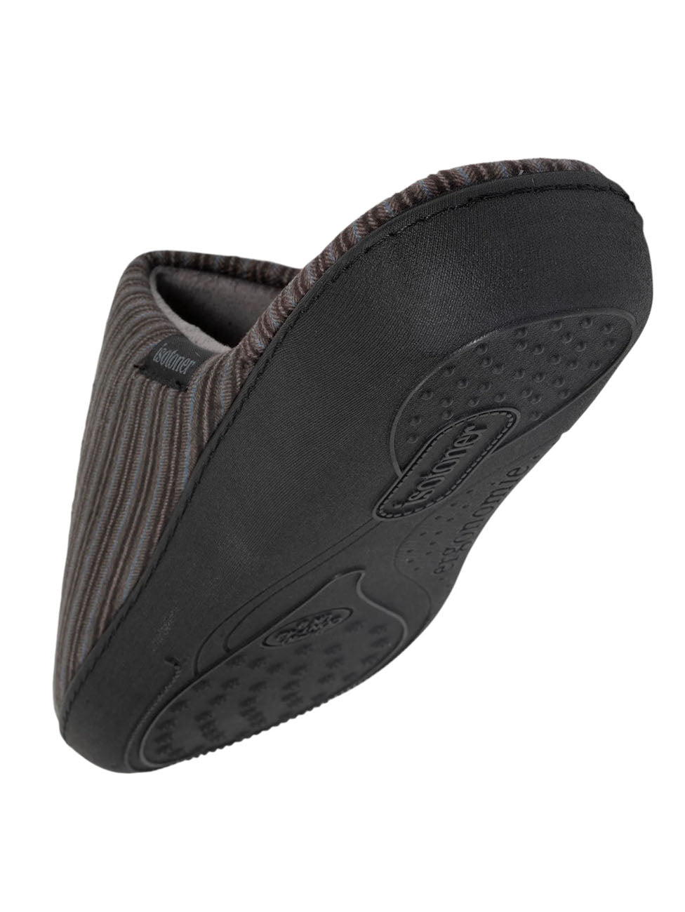 Isotoner Grey/Blue Men's Striped Slippers