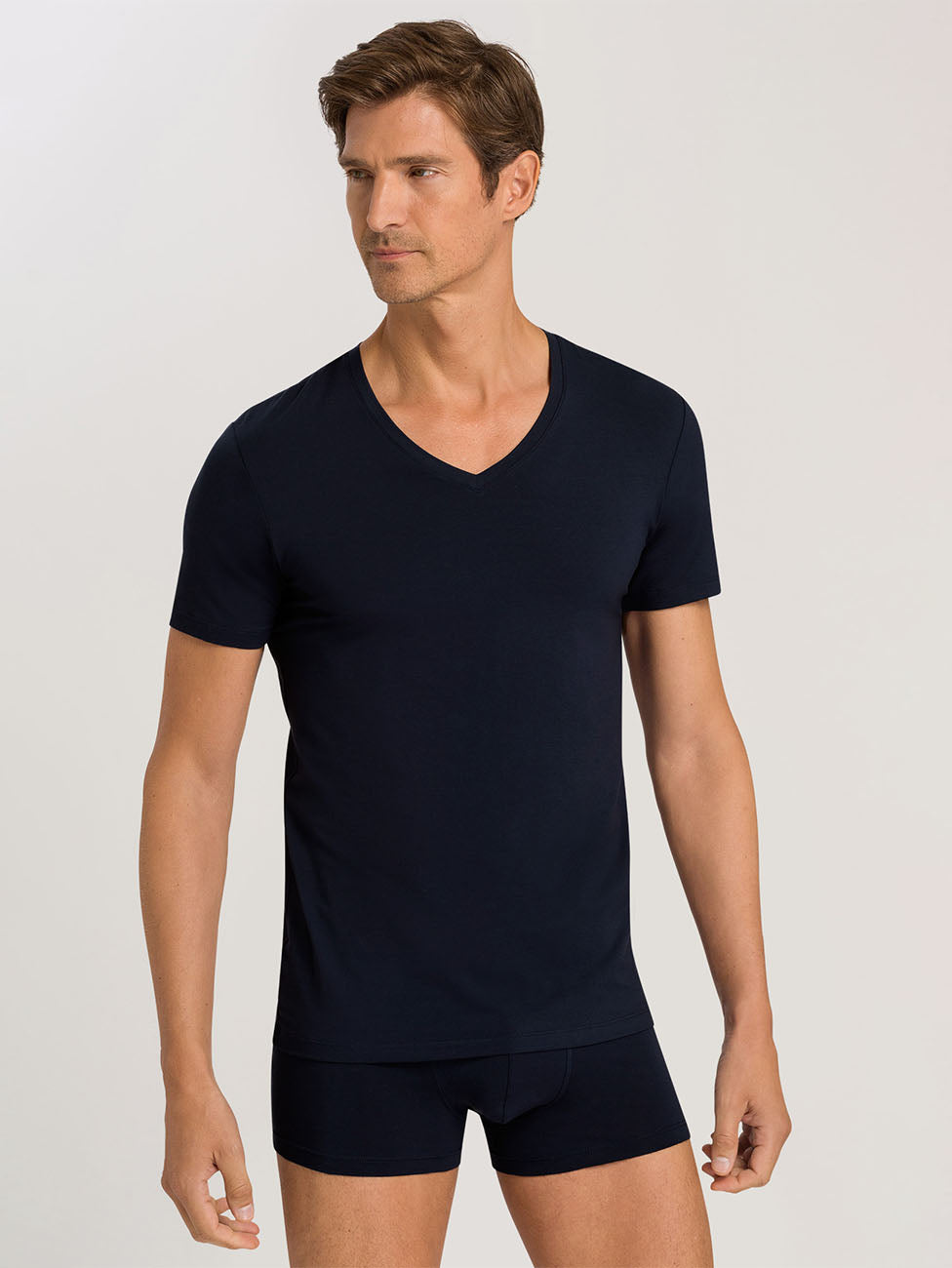 Hanro Cotton Superior Short Sleeve V-neck Shirt