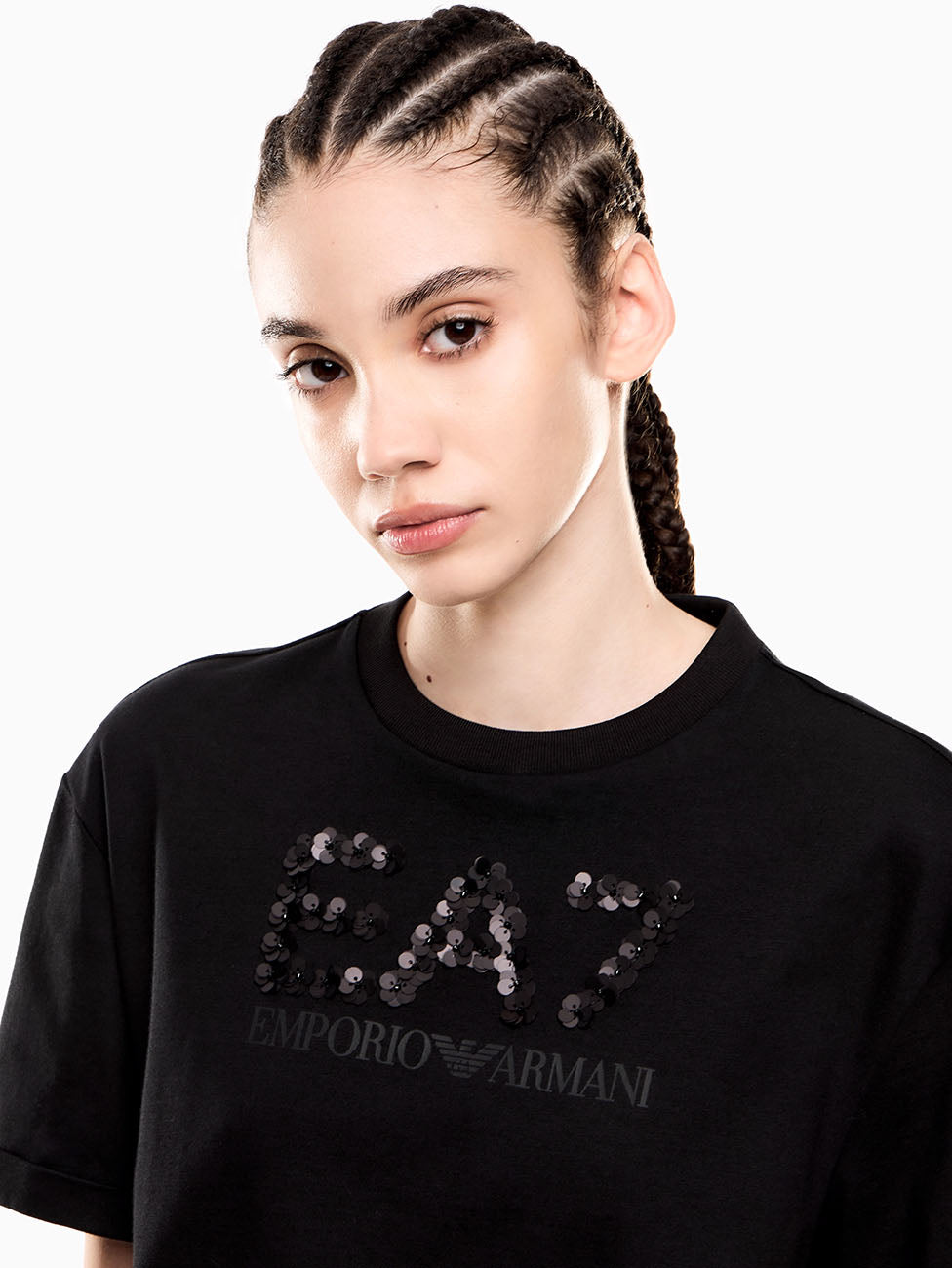 EA7 Logo Series Sequins Women's T-shirt