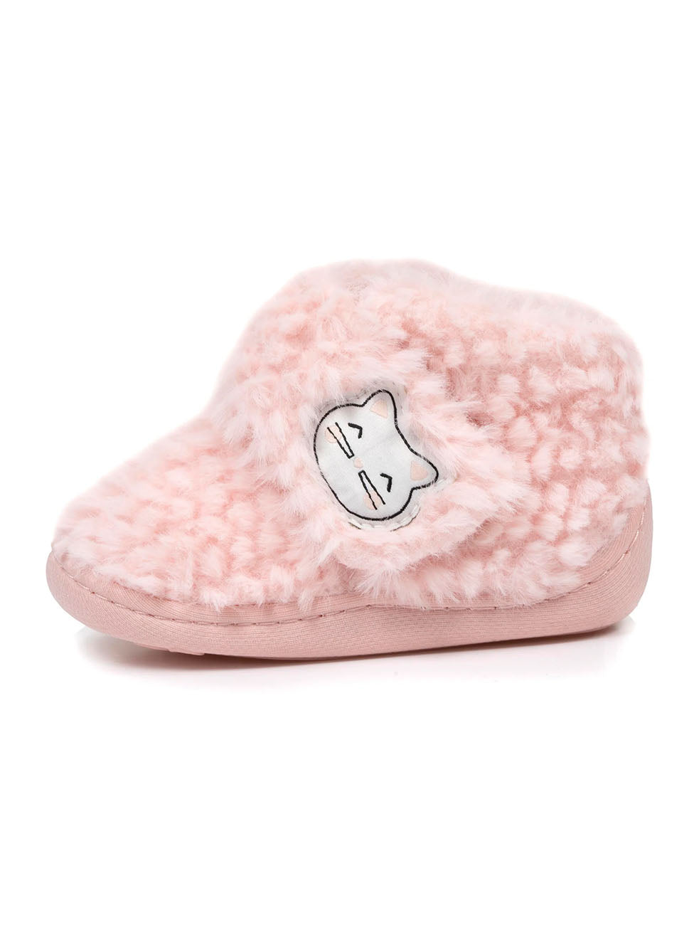 Isotoner Pink Cat baby Velcro Booties