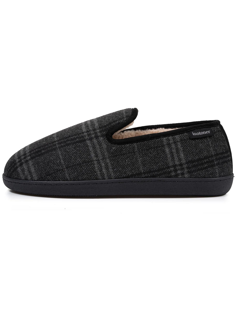 Isotoner Grey Tartan Men's Closed Slippers