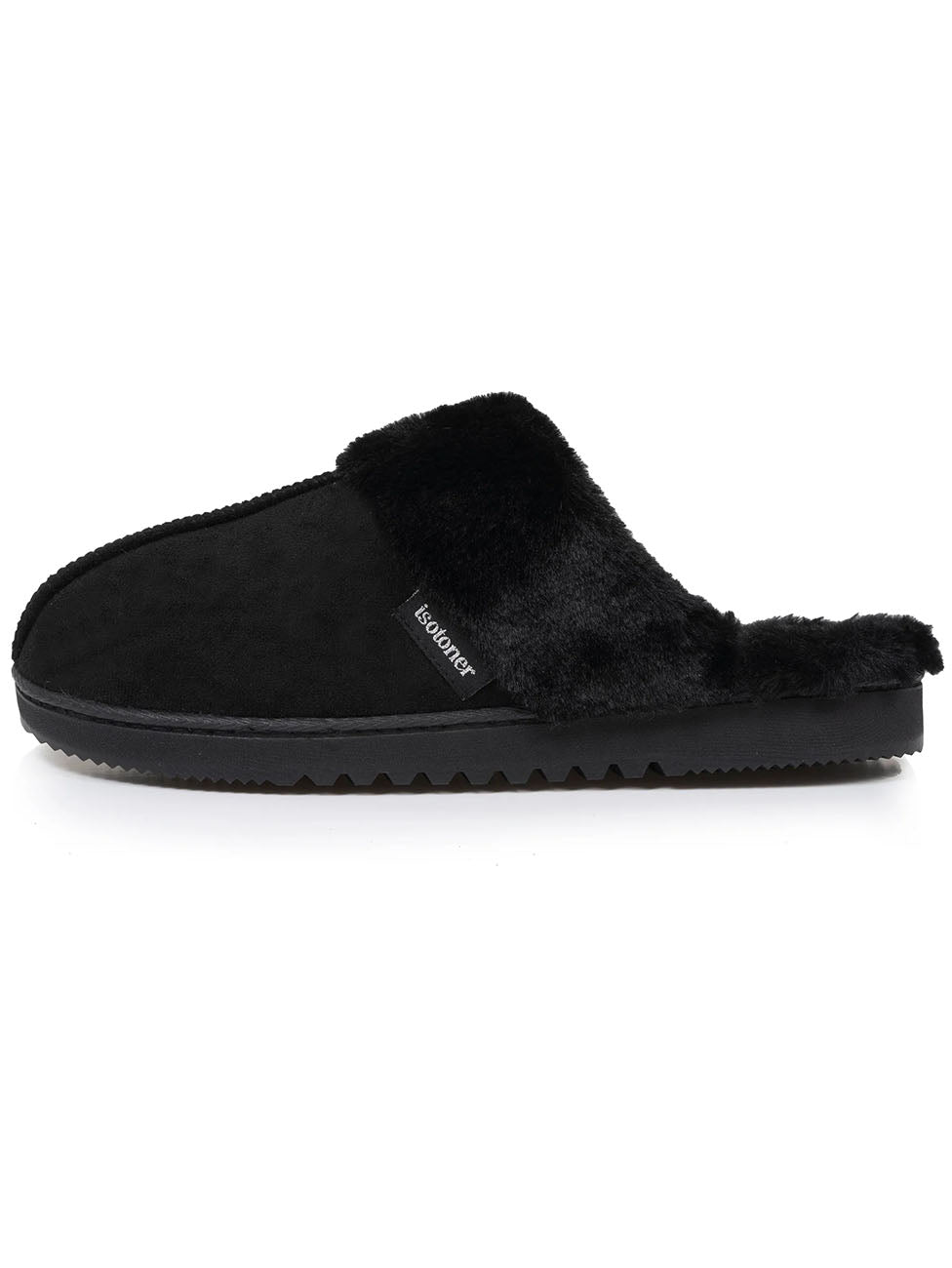 Isotoner Women's Black Fur Lined Slippers