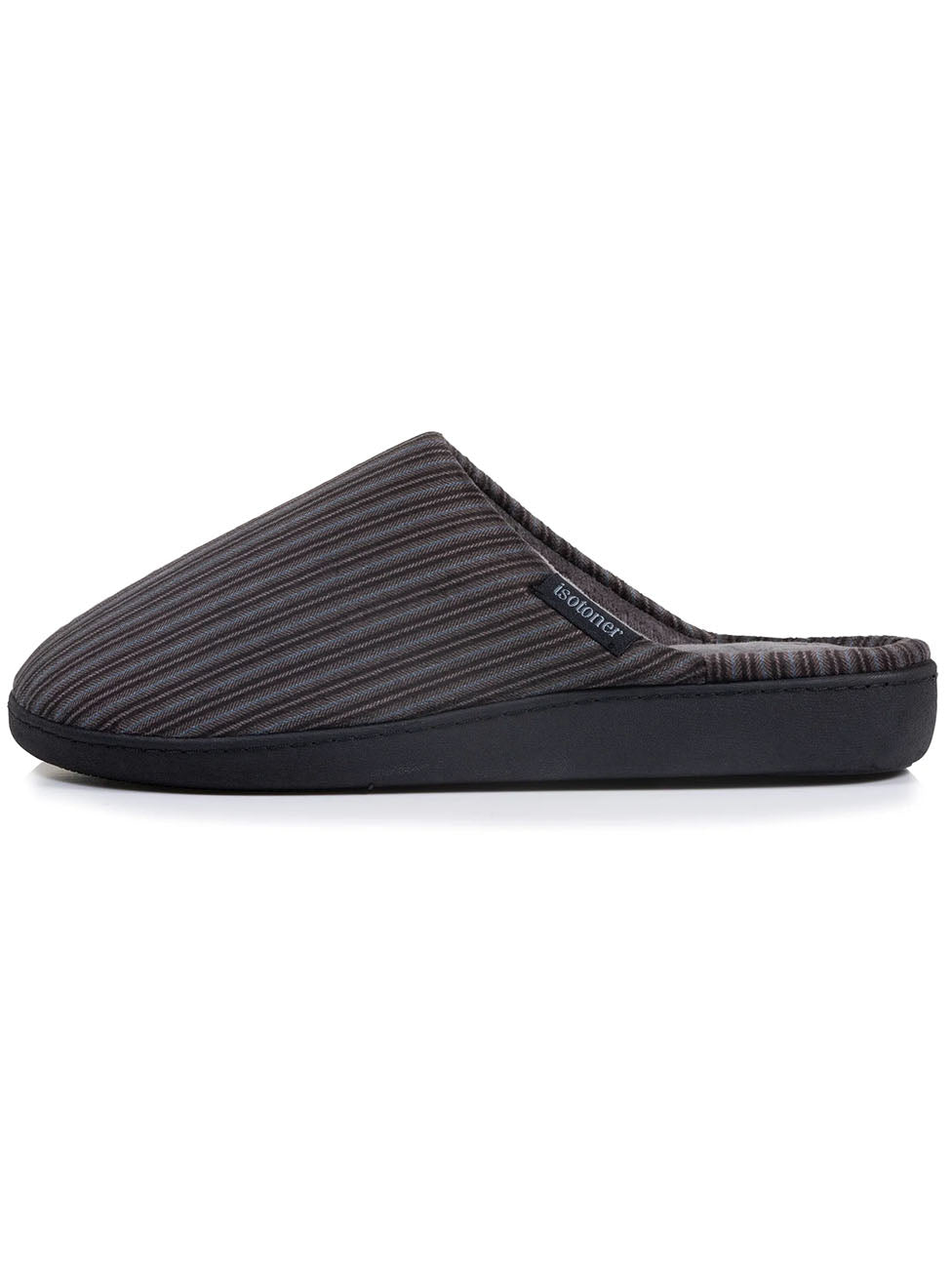Isotoner Grey/Blue Men's Striped Slippers