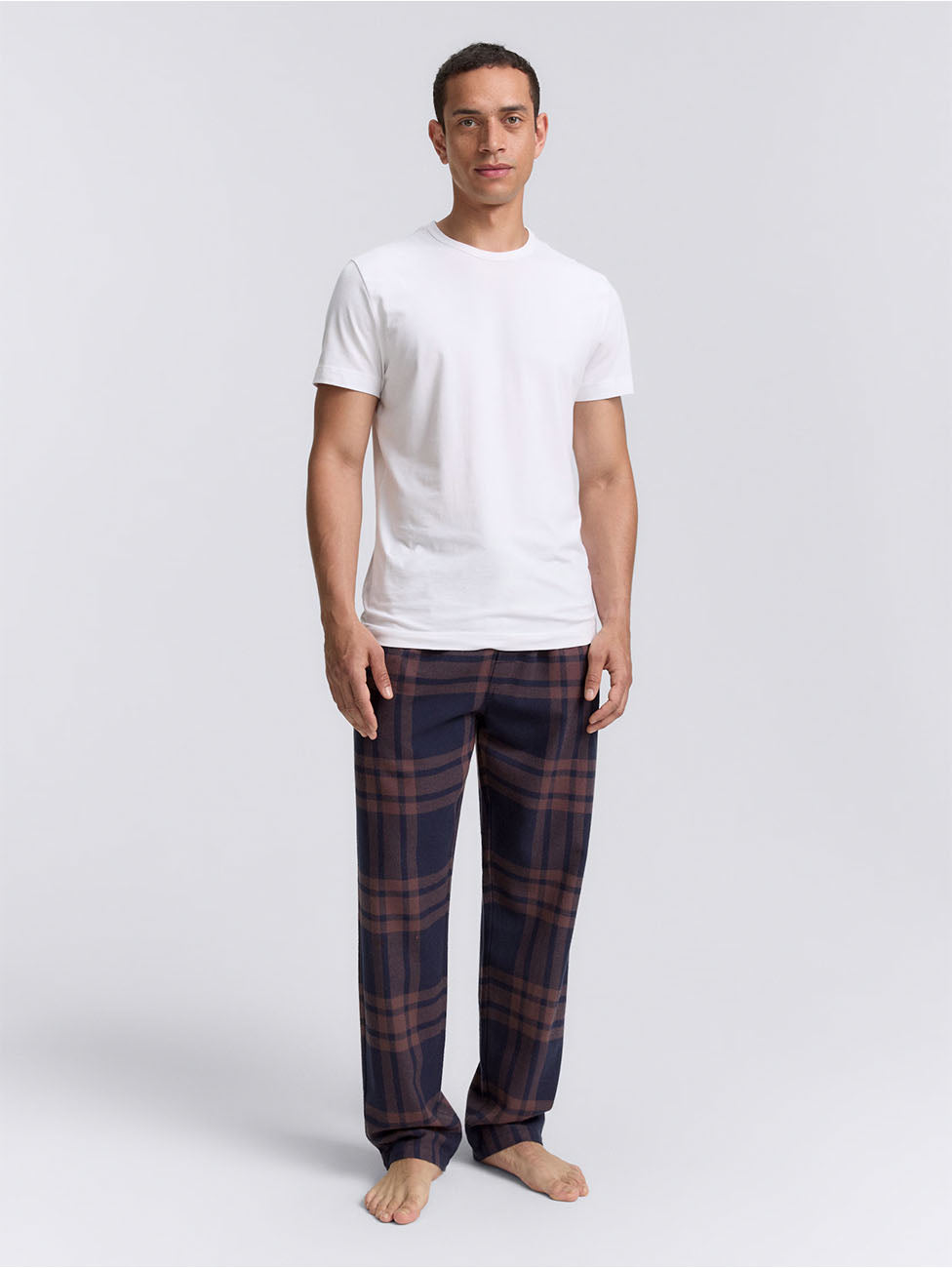Tom Tailor Dark Brown Flannel Checkered Pants