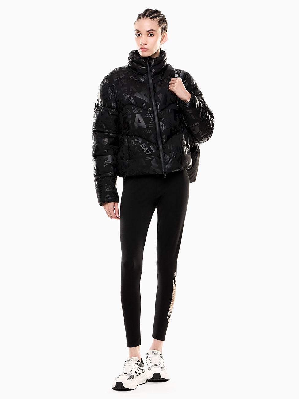 EA7 Monogram Print Padded Women's Jacket