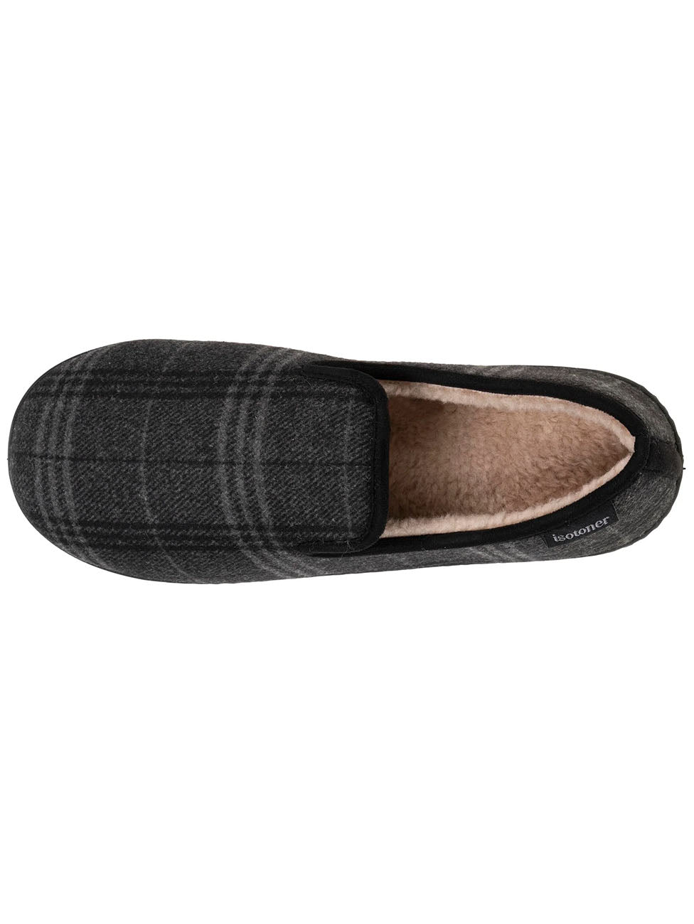 Isotoner Grey Tartan Men's Closed Slippers