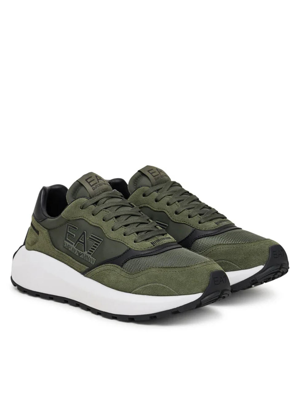 EA7 Olive-Green Low-Top Sneakers