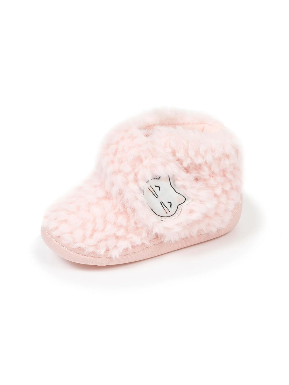 Isotoner Pink Cat baby Velcro Booties