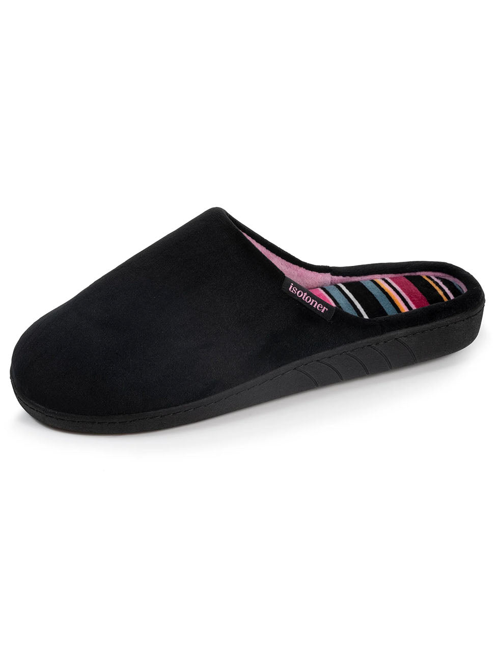 Isotoner Women's Black Striped Slippers