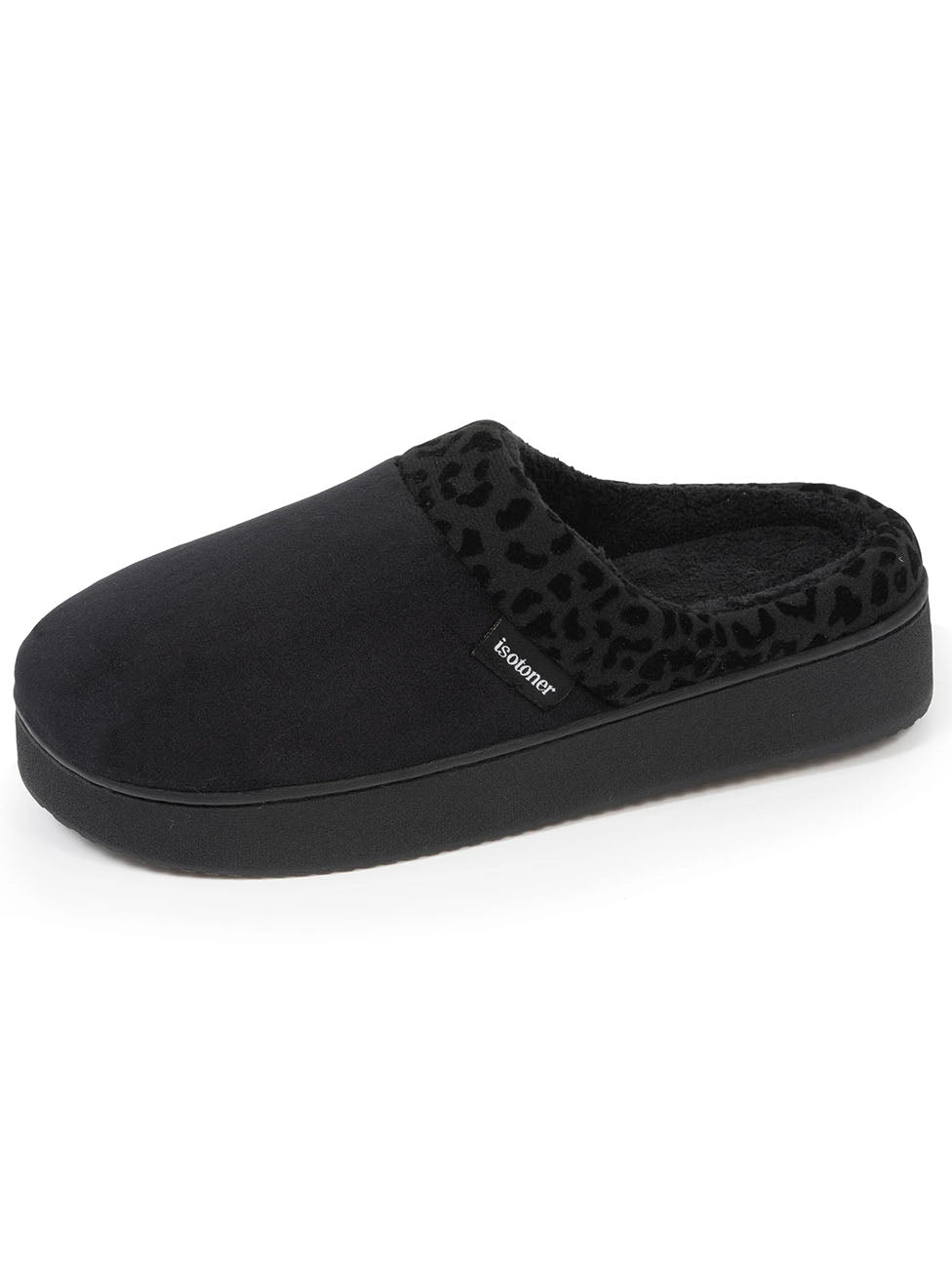 Isotoner Black Platform Heels Women's Slippers