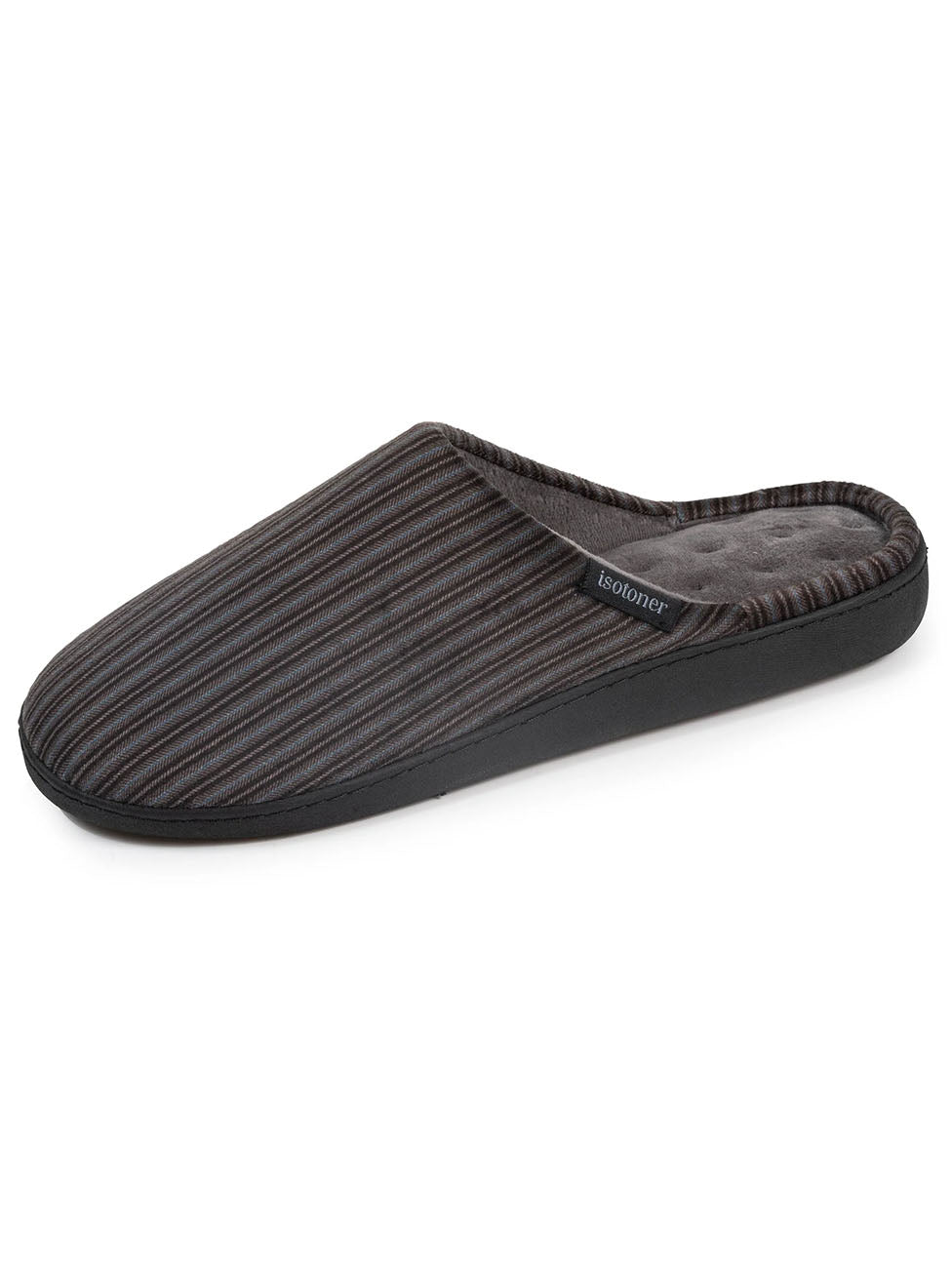 Isotoner Grey/Blue Men's Striped Slippers