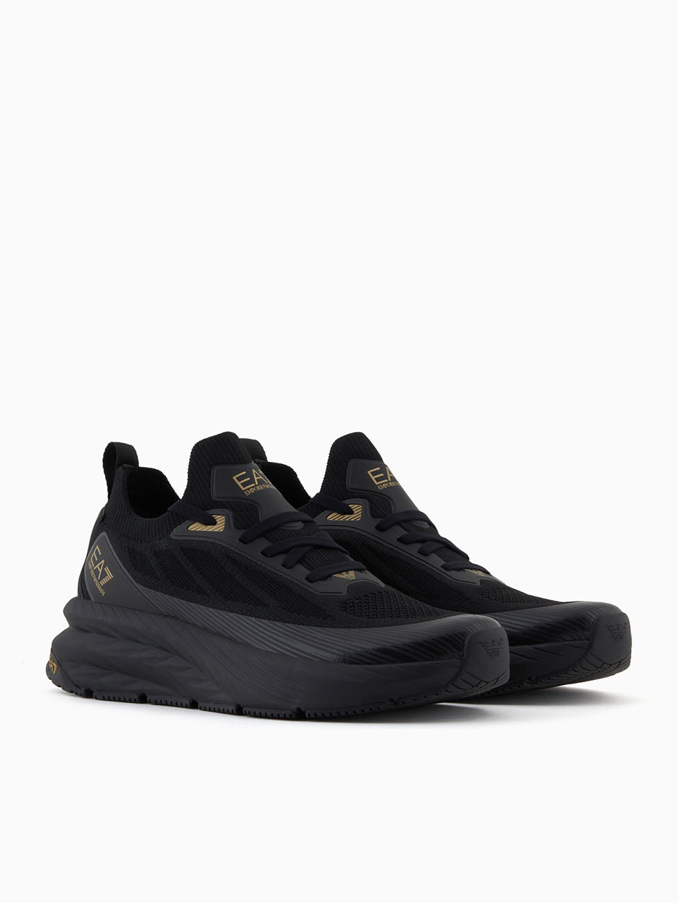 EA7 Black & Gold Crusher Sonic Knit Sneakers