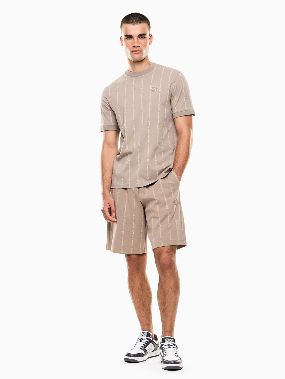 EA7 Graphic Series Cotton-blend Bermuda Shorts