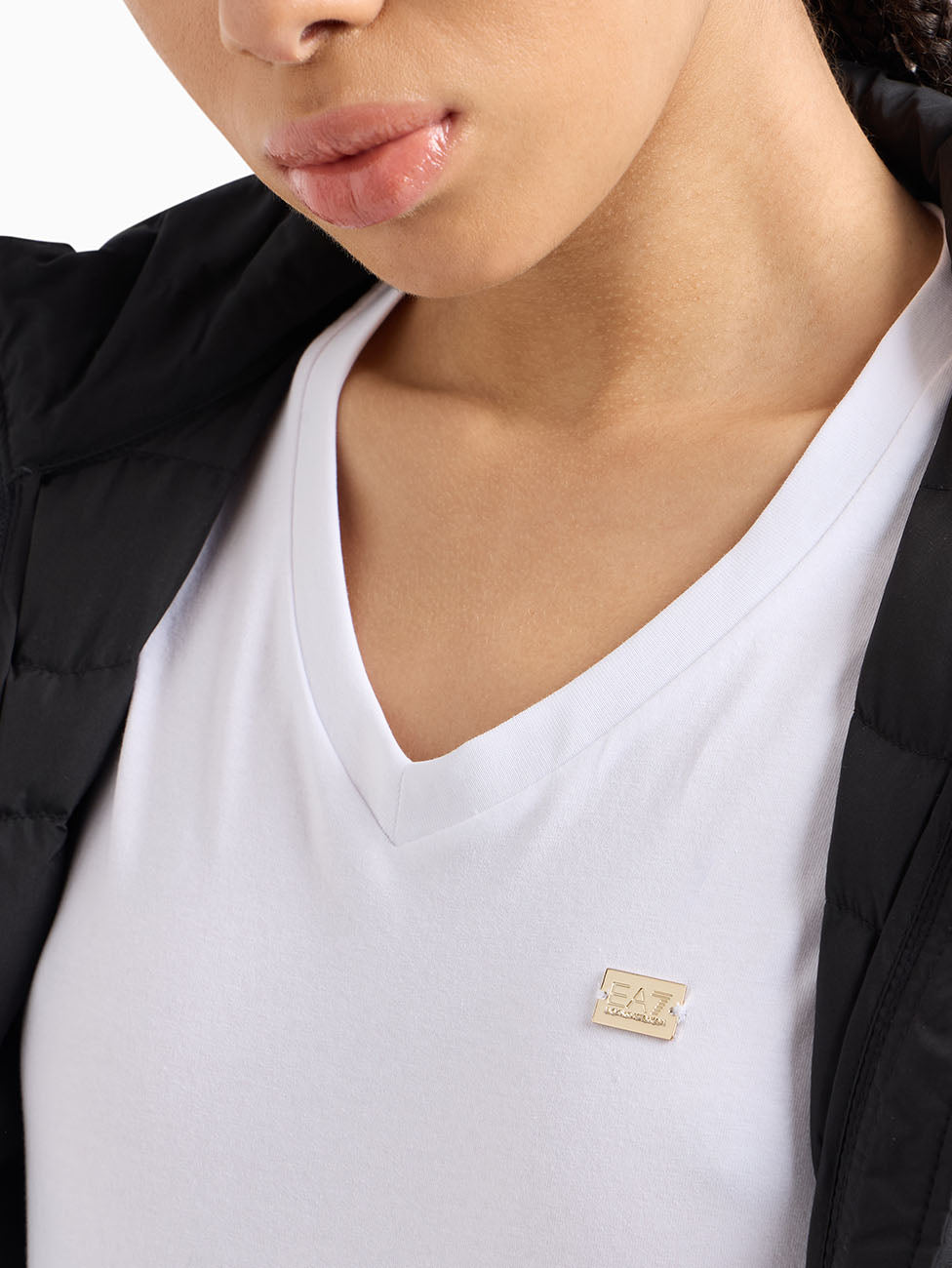 EA7 Core Lady Stretch Cotton Jersey V-Neck T-Shirt