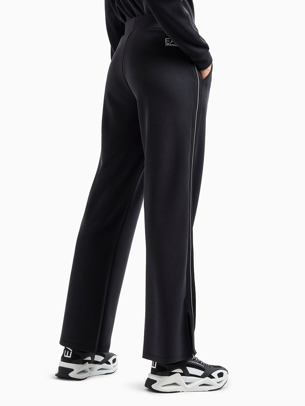EA7 Logo Series Stretch Modal-Blend Wide Trousers