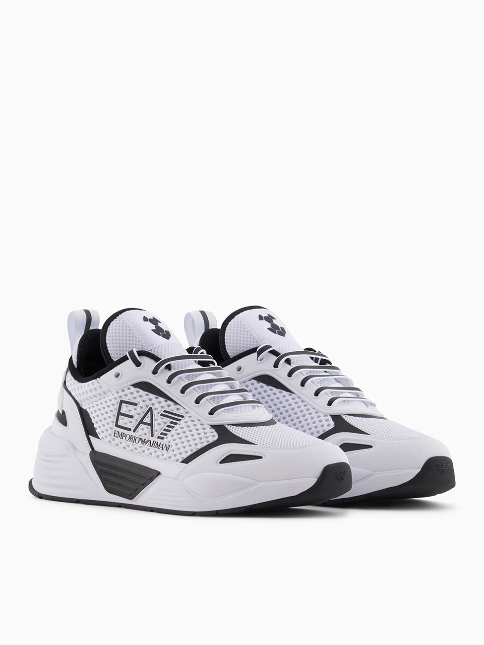EA7 Opt.White & Black Ace Runner Mesh Sneakers
