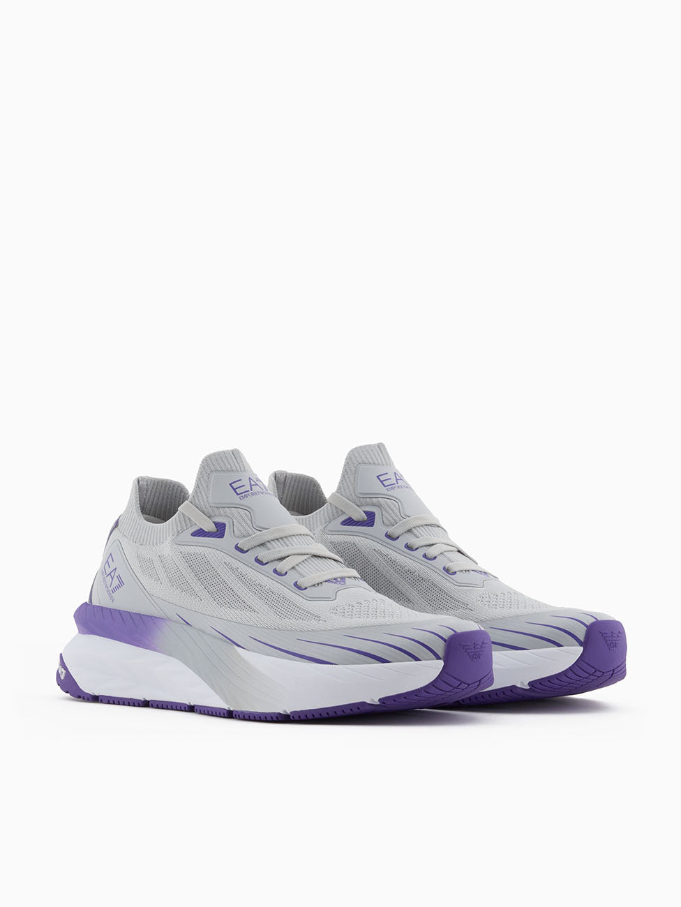 EA7 Grey & Violet Crusher Sonic Knit Sneakers