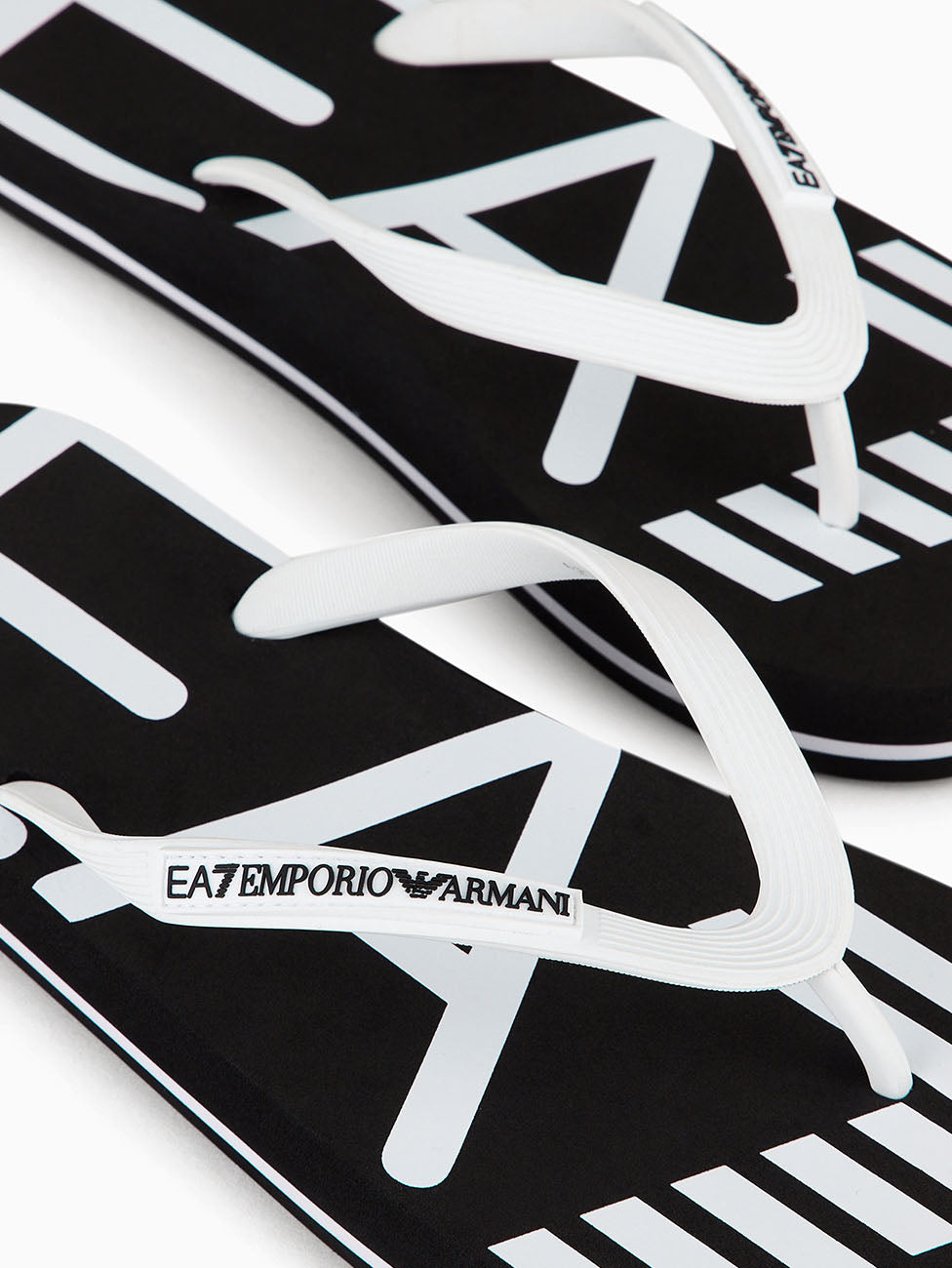 EA7 Black & White Rubber Flip Flops