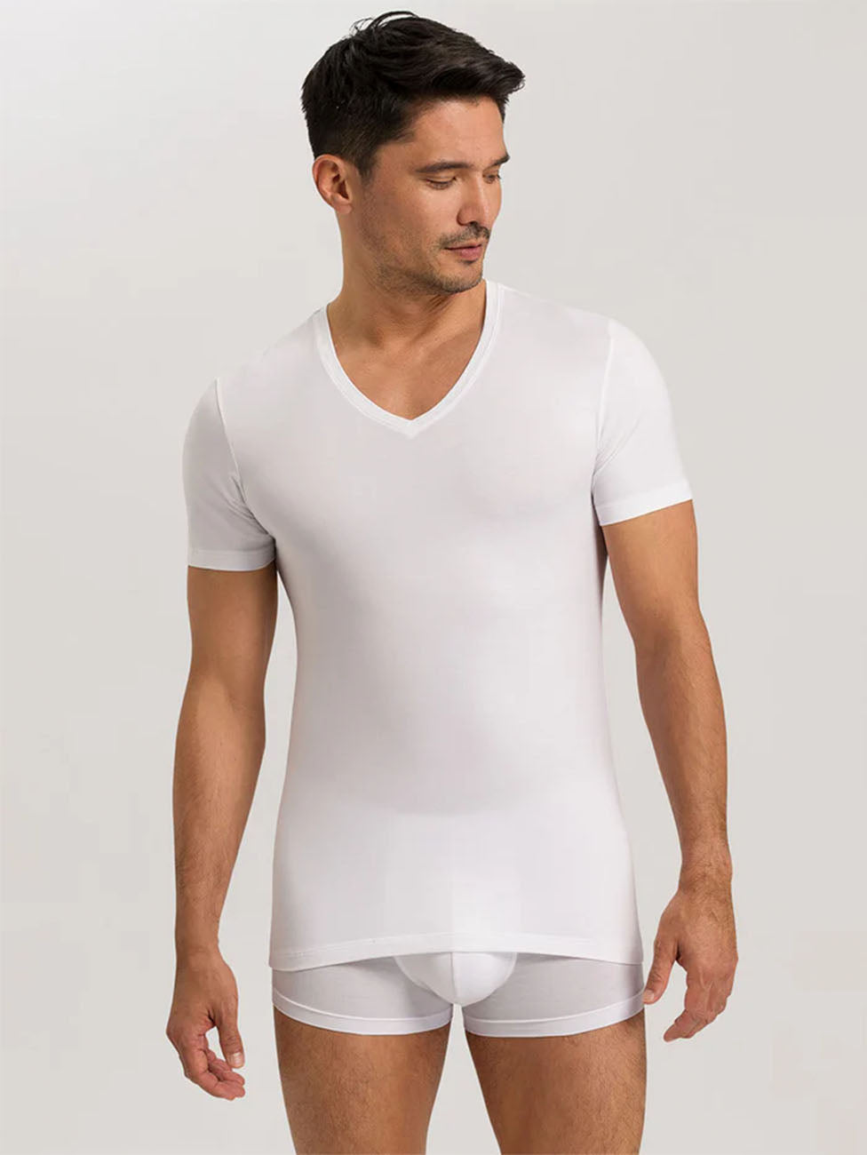 Hanro Cotton Superior Short Sleeve V-neck Shirt