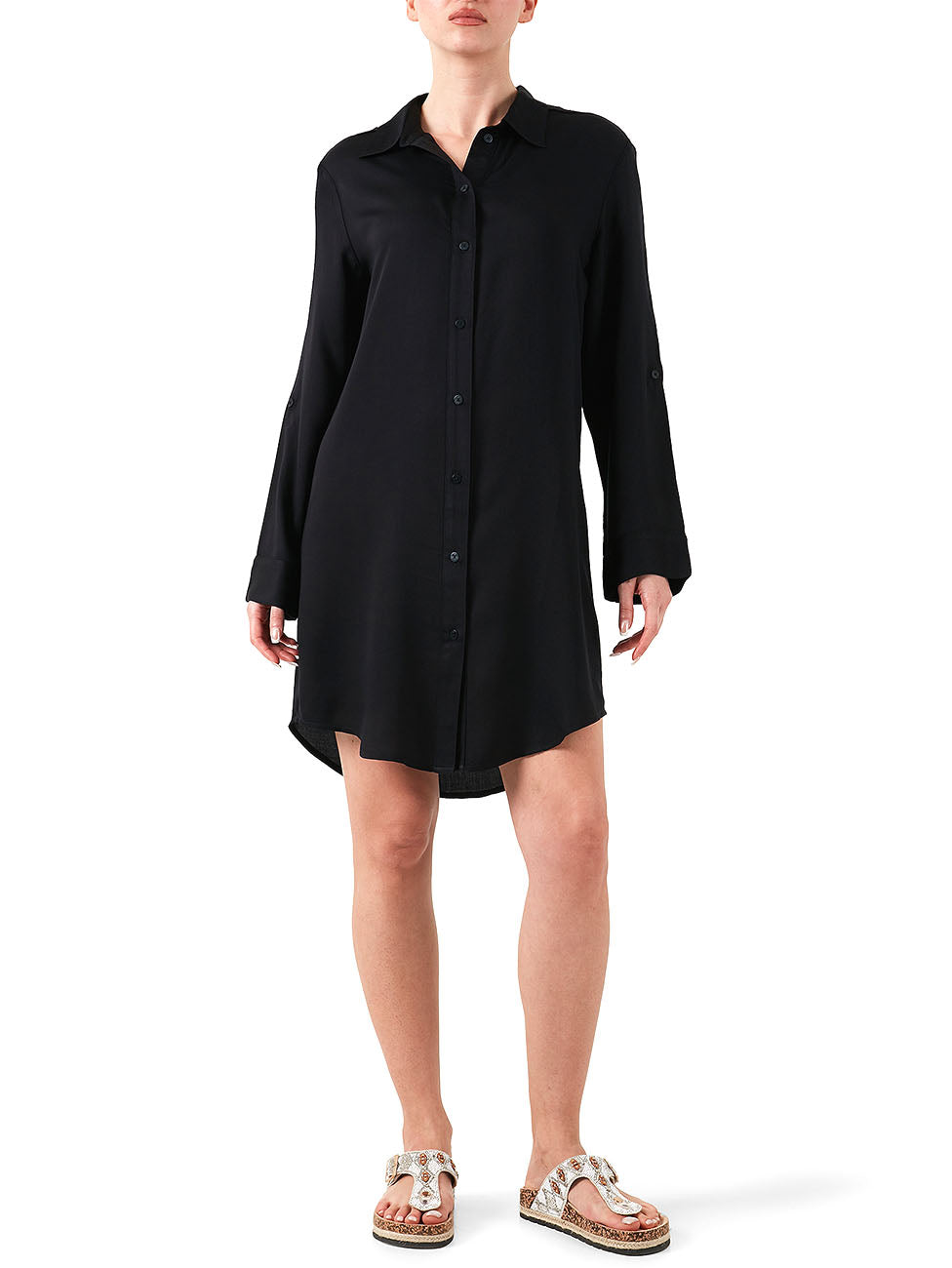 Emporio Armani Logo-Lace Beach Shirt Dress