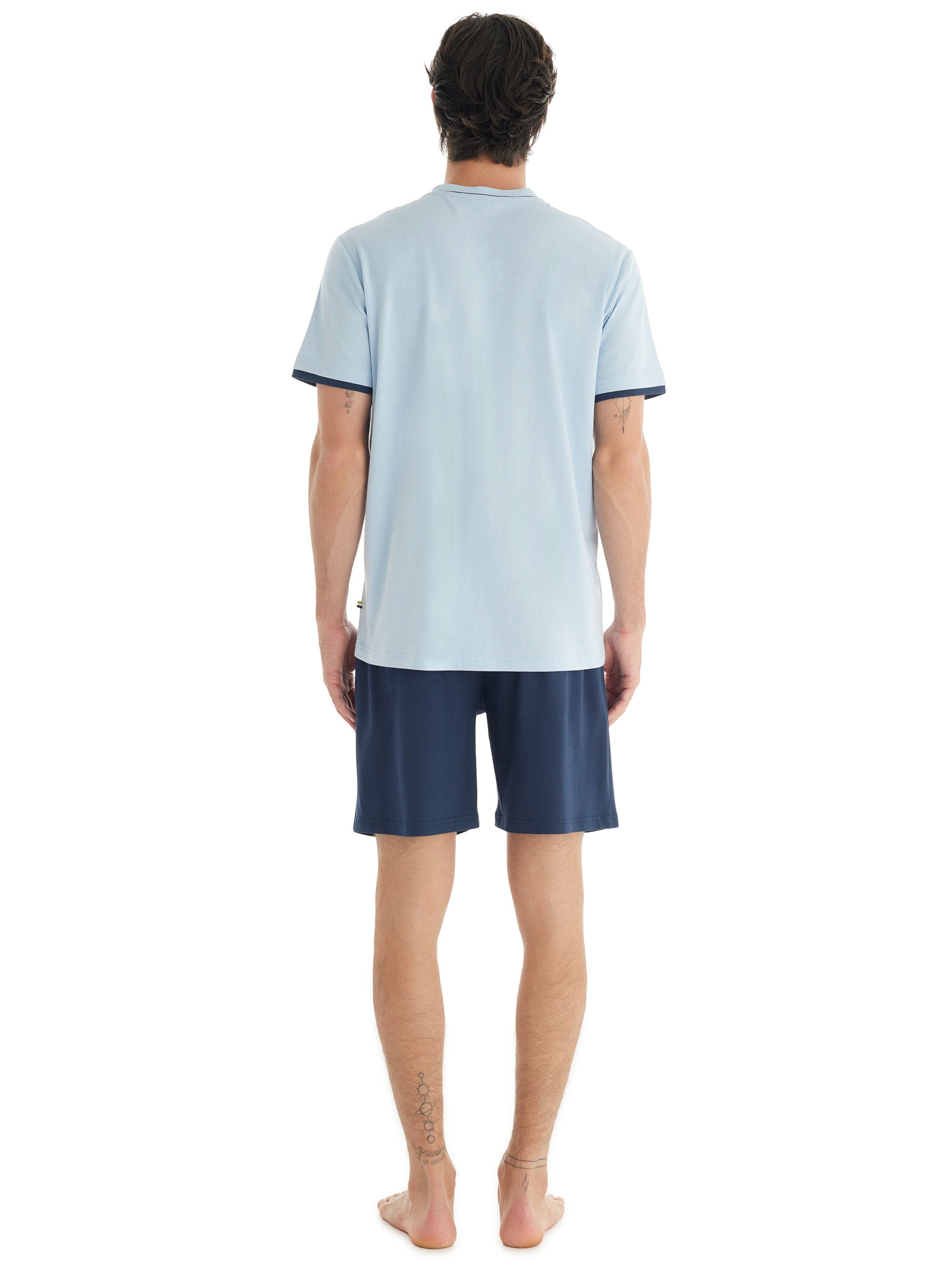 Blackspade Blue Men's Short V-neck Pyjama Set