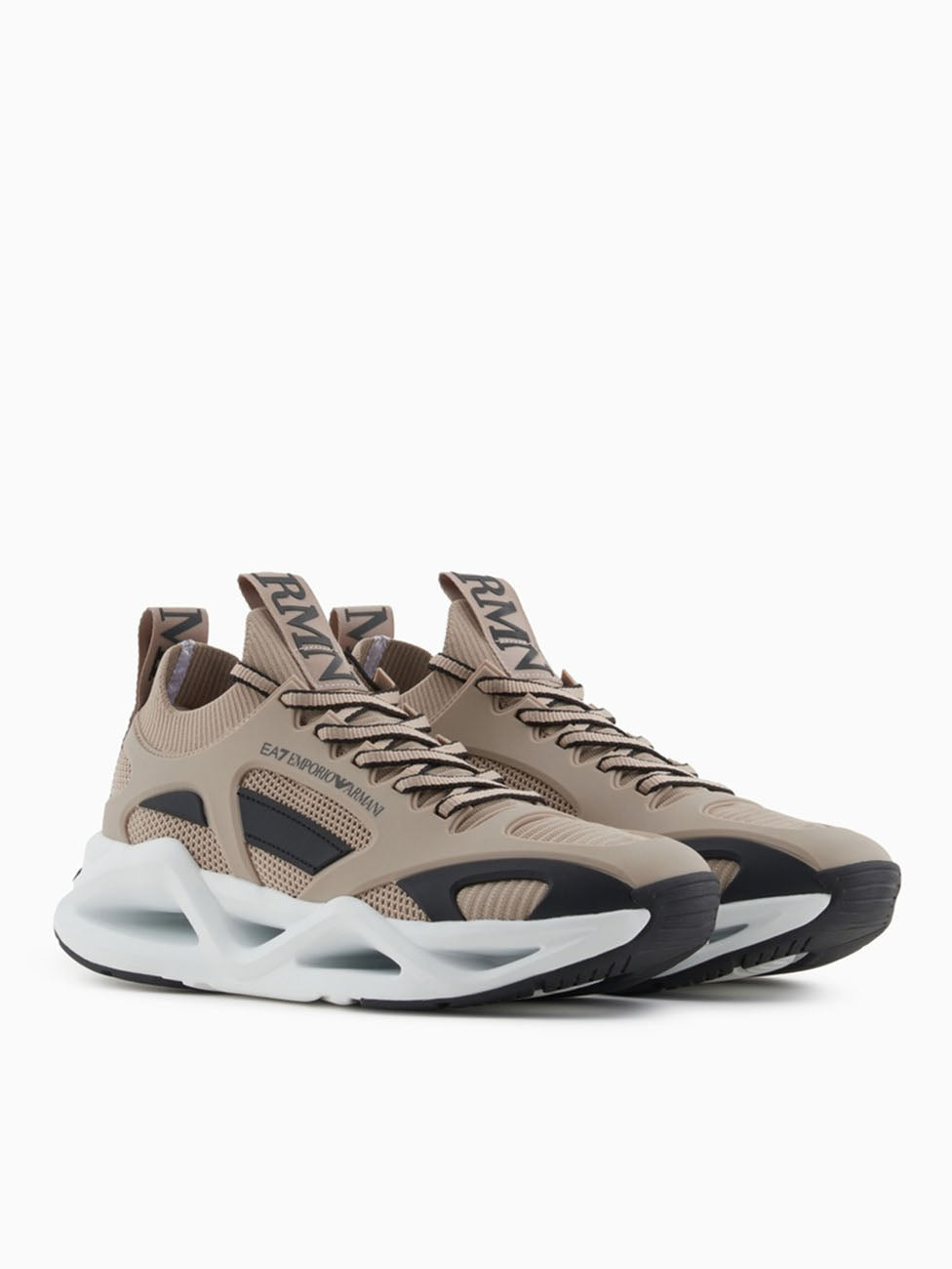 EA7 Cobblestone & Black Infinity Cage Sneakers