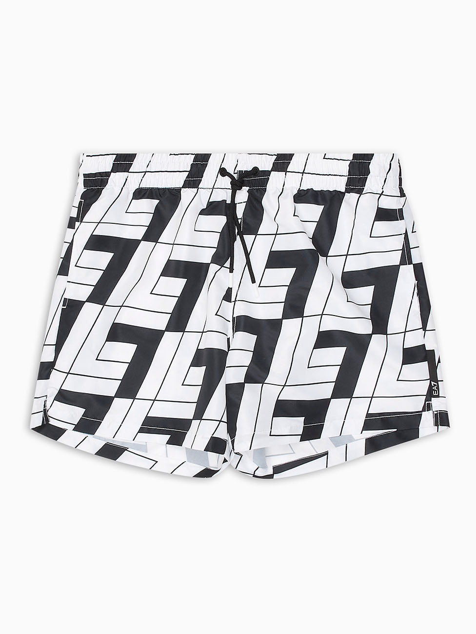 EA7 Fancy White/Black Swim Trunks
