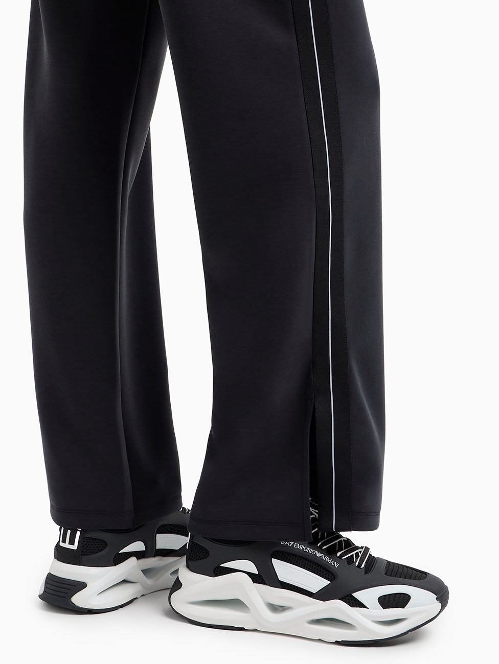 EA7 Logo Series Stretch Modal-Blend Wide Trousers