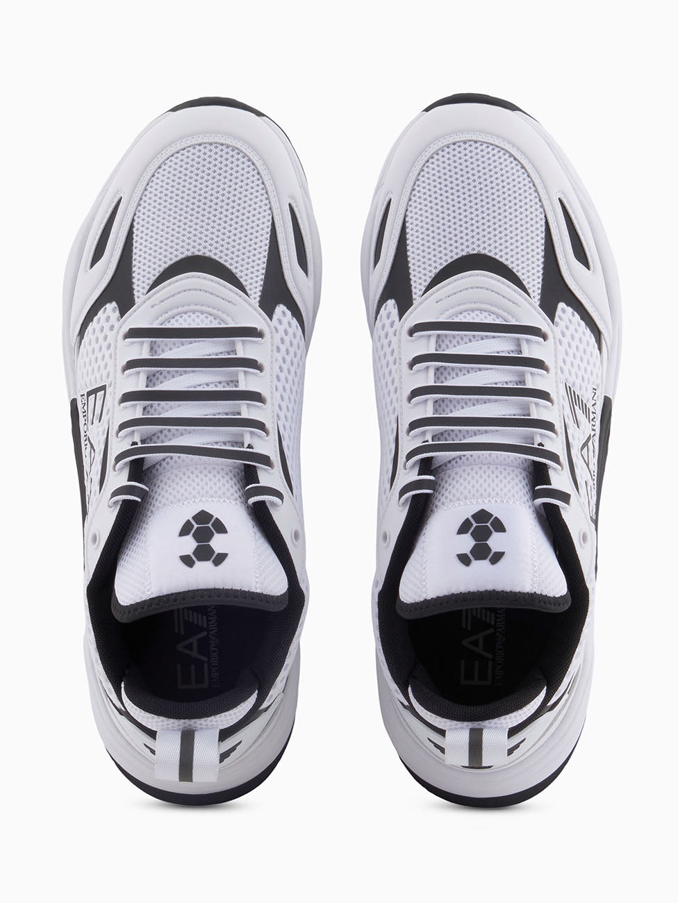 EA7 Opt.White & Black Ace Runner Mesh Sneakers