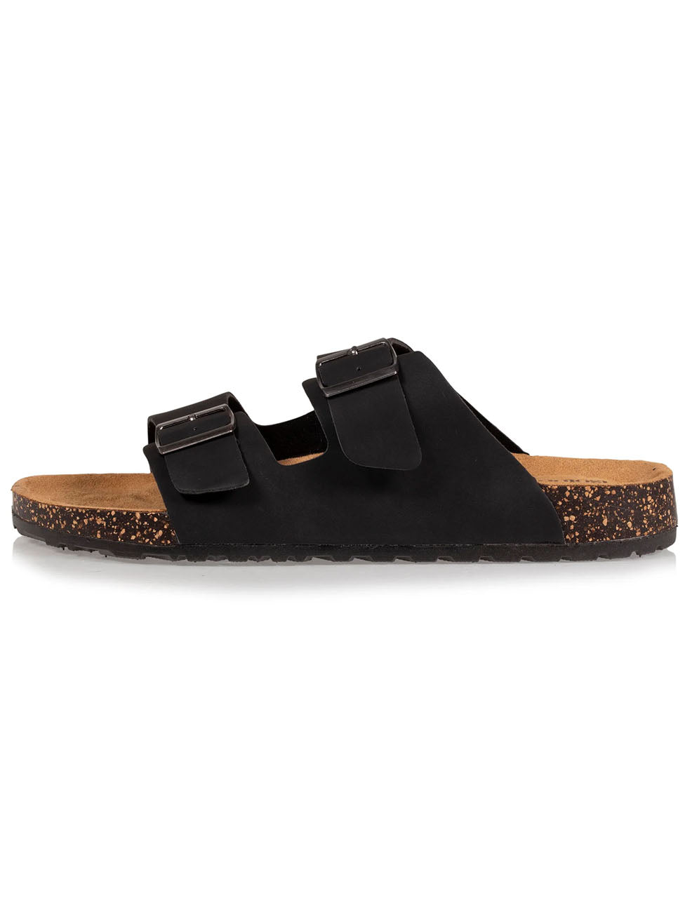 Isotoner Men's Comfort Double Buckle Black Slippers