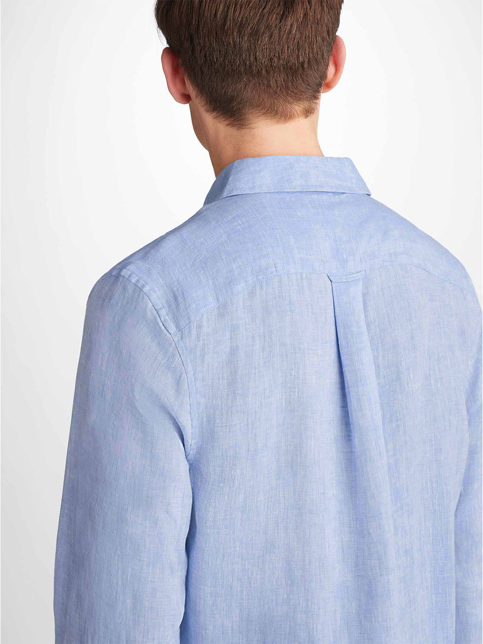 Derek Rose Monaco Linen Blue Men's Shirt