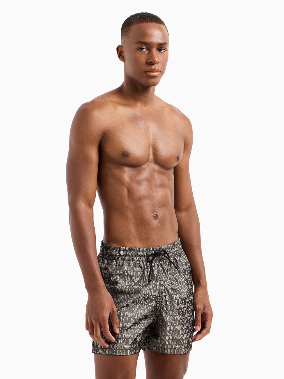 Emporio Armani All Over Logo Beach Shorts