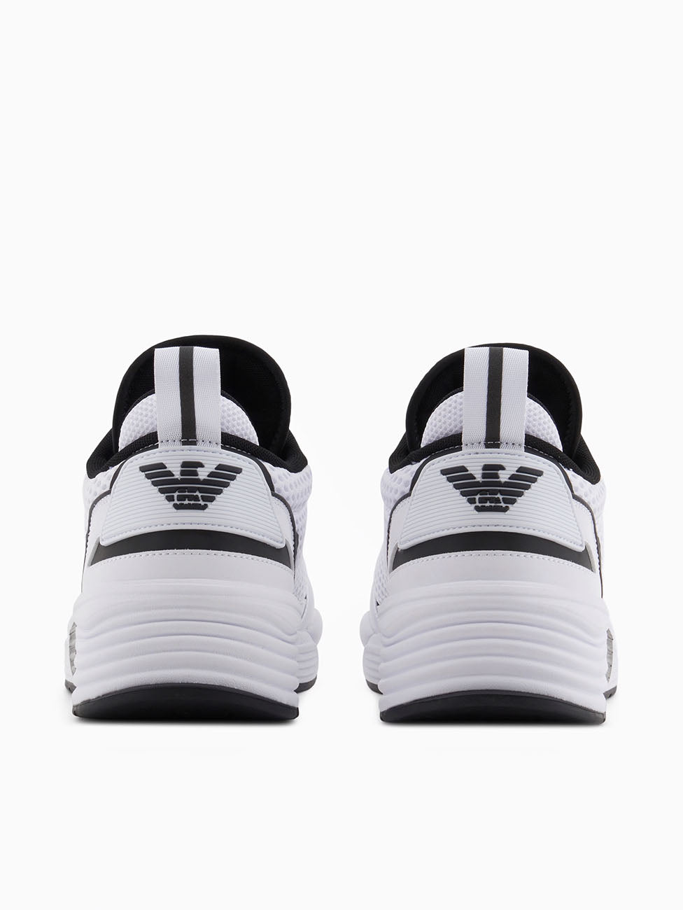 EA7 Opt.White & Black Ace Runner Mesh Sneakers