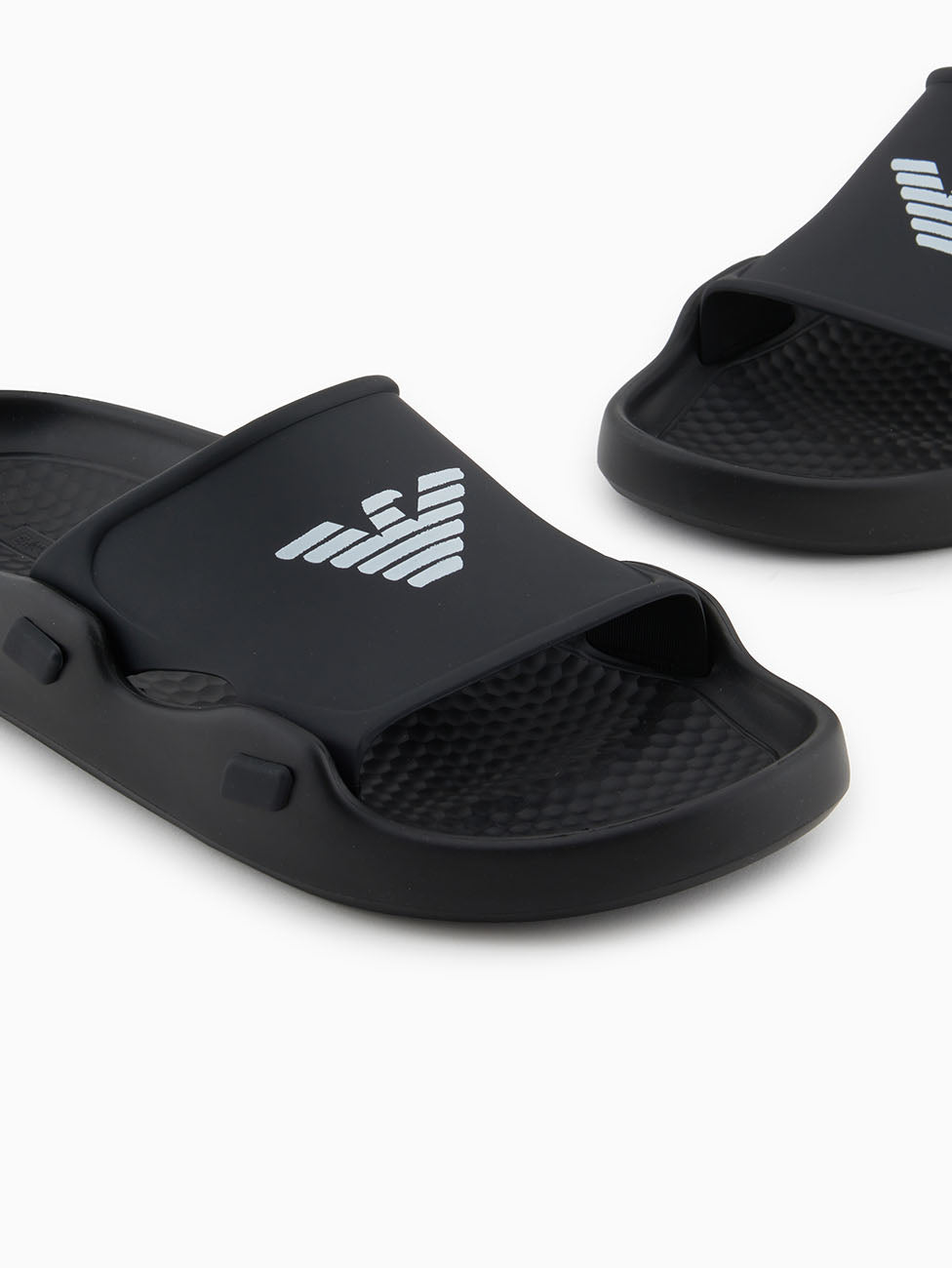 Emporio Armani Black & White Logo Band Slippers