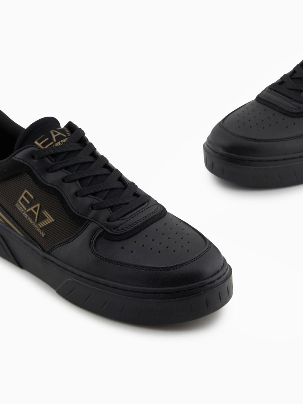 EA7 Triple Black & Gold Court Premium Sneakers
