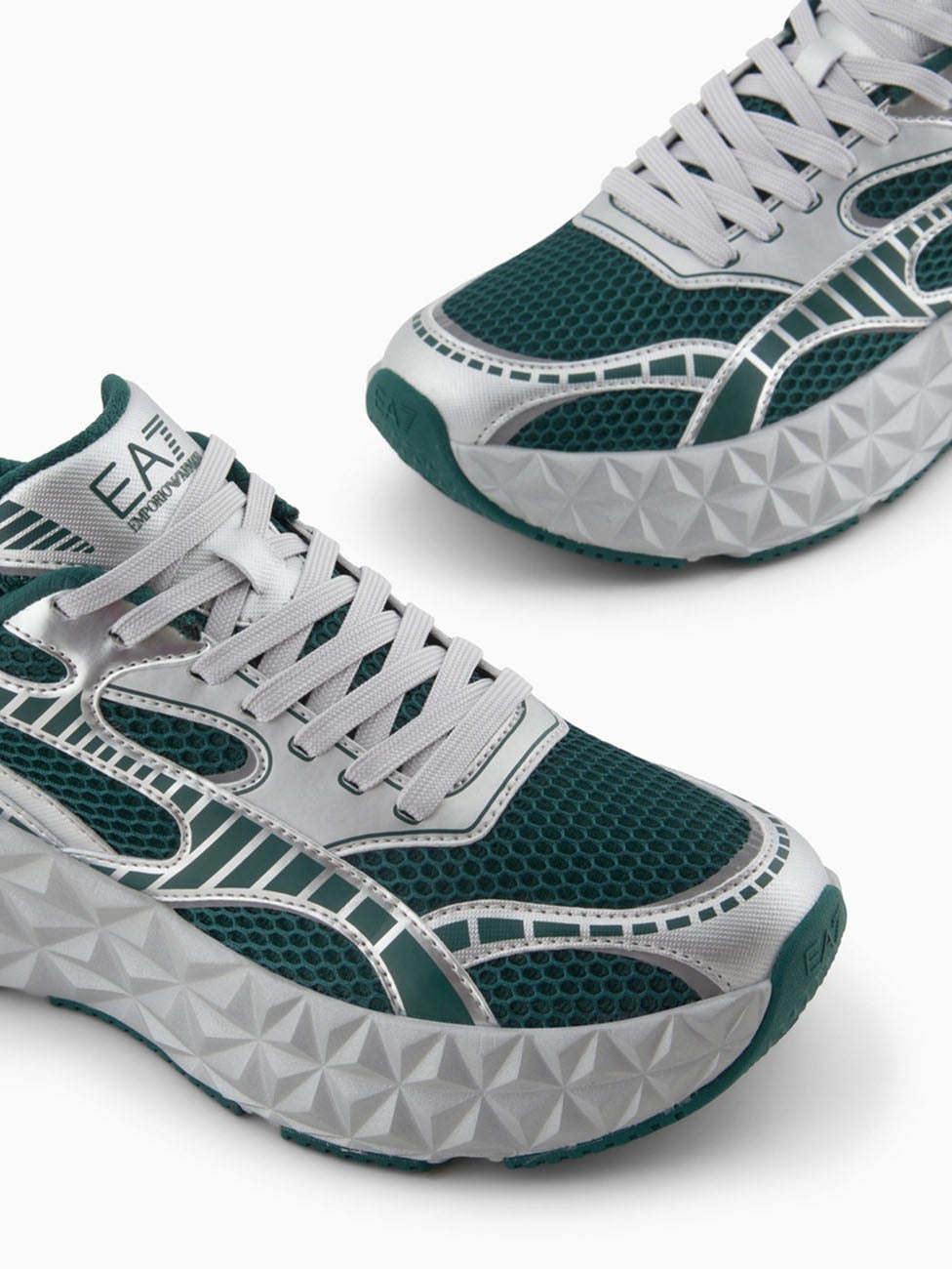 EA7 Silver & Green Ultimate C2 Kombat Tech Sneakers