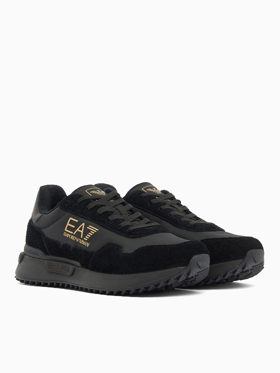 EA7 Triple Black Vintage Running Nylon+ Sneakers