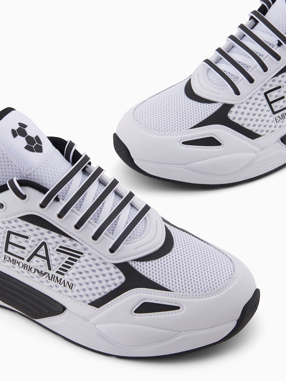 EA7 Opt.White & Black Ace Runner Mesh Sneakers