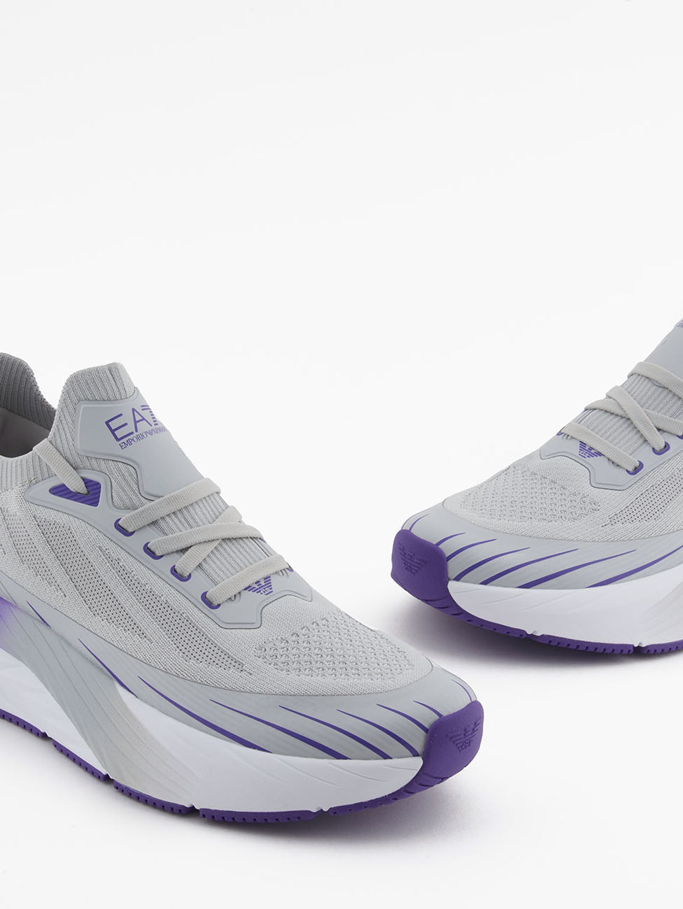 EA7 Grey & Violet Crusher Sonic Knit Sneakers