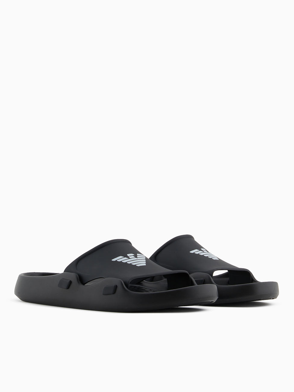 Emporio Armani Black & White Logo Band Slippers